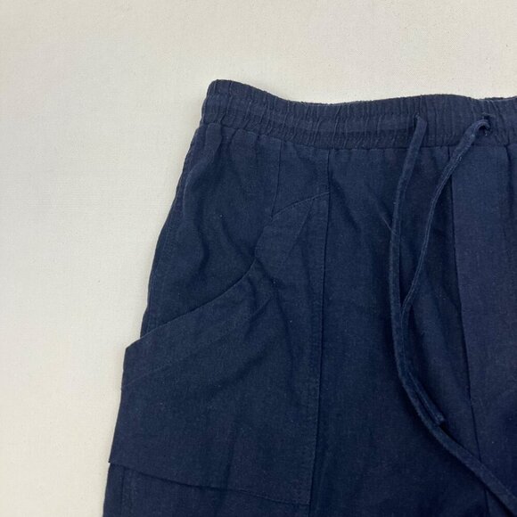 Joie Womens Linen Blend Cargo Pants Navy Size Large Drawstring - Picture 4 of 9